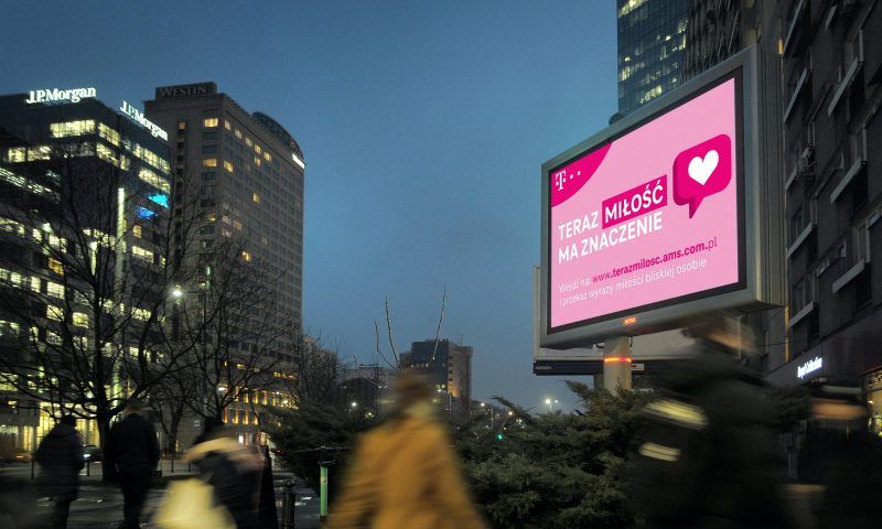 Walentynki T-Mobile na Digital Cityscreen od AMS